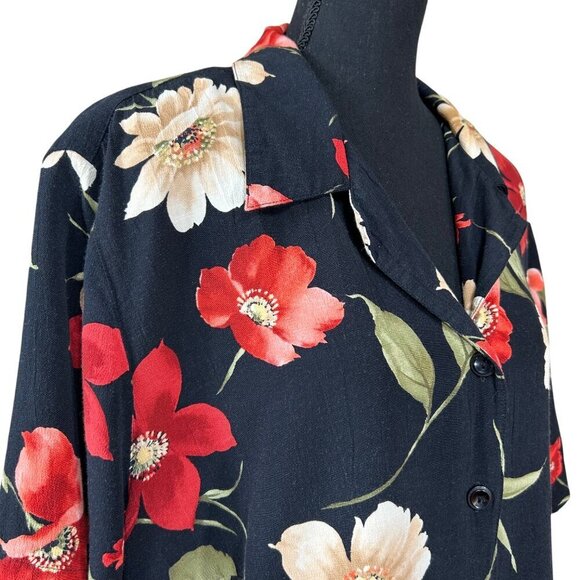 Alfred Dunner Vintage Tropical Floral Red Black Green Skirt Set Size 20W - Picture 11 of 11